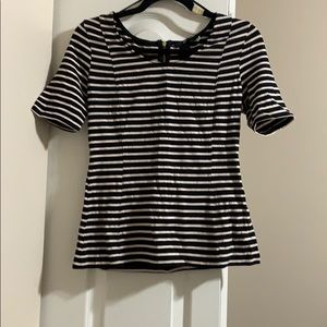 2/$25 HM Striped Peplum Top with Zippered Back